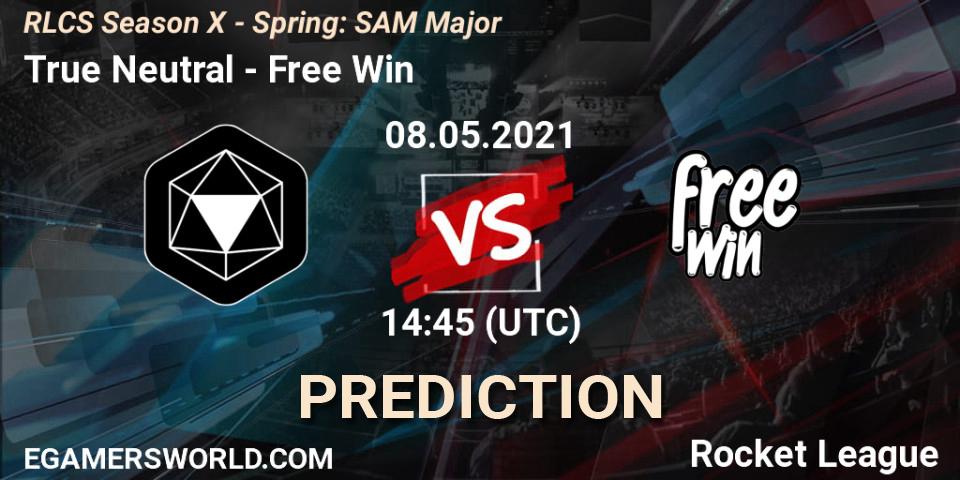 True Neutral vs Free Win: Match Prediction. 08.05.2021 at 14:45, Rocket League, RLCS Season X - Spring: SAM Major