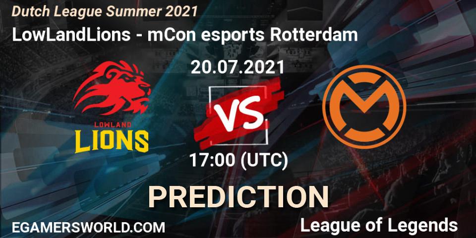 LowLandLions vs mCon esports Rotterdam: Match Prediction. 20.07.2021 at 17:00, LoL, Dutch League Summer 2021