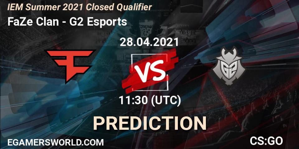 FaZe Clan vs G2 Esports: Match Prediction. 28.04.2021 at 11:30, Counter-Strike (CS2), IEM Summer 2021 Closed Qualifier