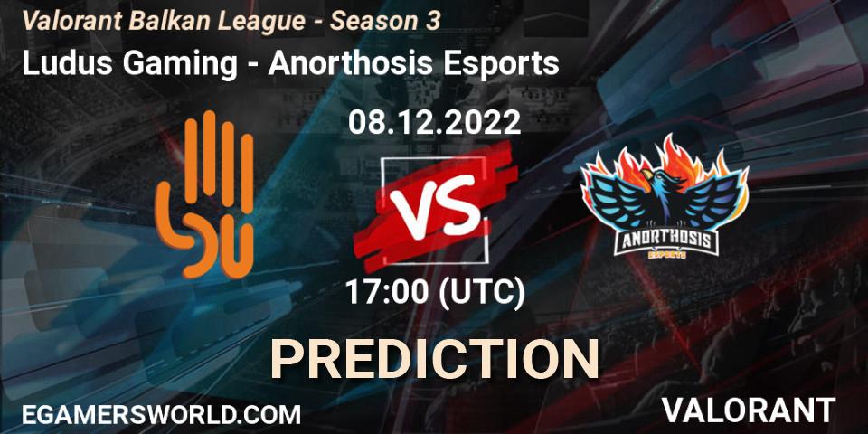Ludus Gaming vs Anorthosis Esports: Match Prediction. 08.12.22, VALORANT, Valorant Balkan League - Season 3