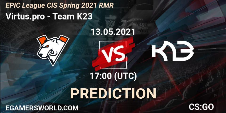 Virtus.pro vs Team K23: Match Prediction. 13.05.2021 at 17:00, Counter-Strike (CS2), EPIC League CIS Spring 2021 RMR