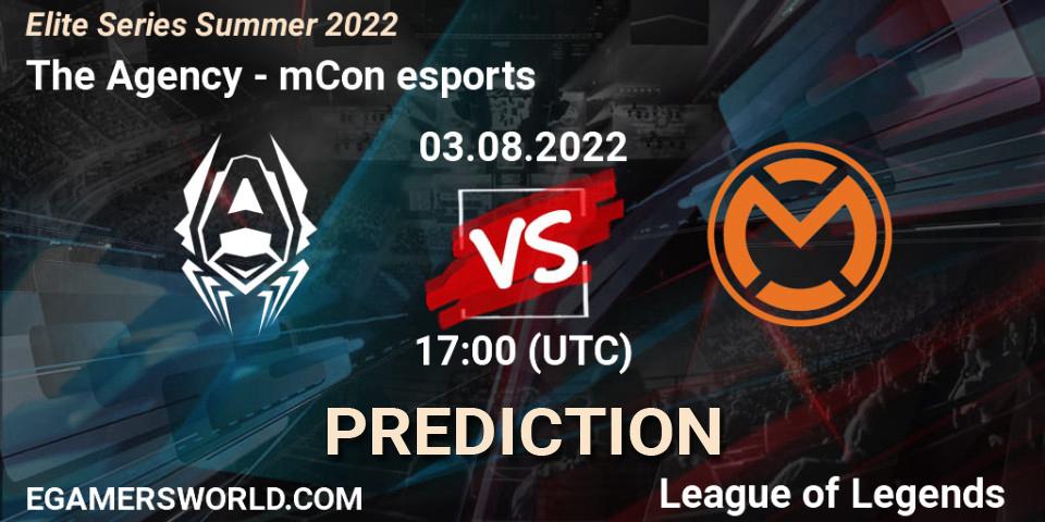 The Agency vs mCon esports: Match Prediction. 03.08.2022 at 17:00, LoL, Elite Series Summer 2022