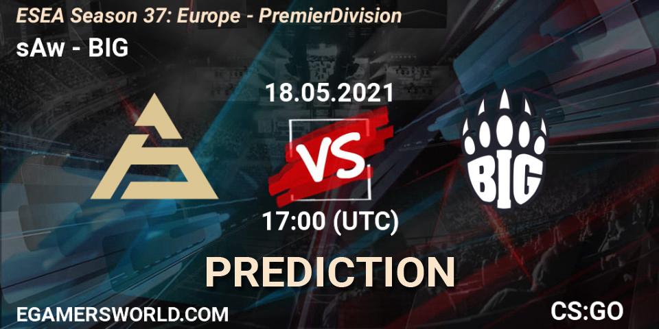 sAw vs BIG: Match Prediction. 18.05.2021 at 17:00, Counter-Strike (CS2), ESEA Season 37: Europe - Premier Division