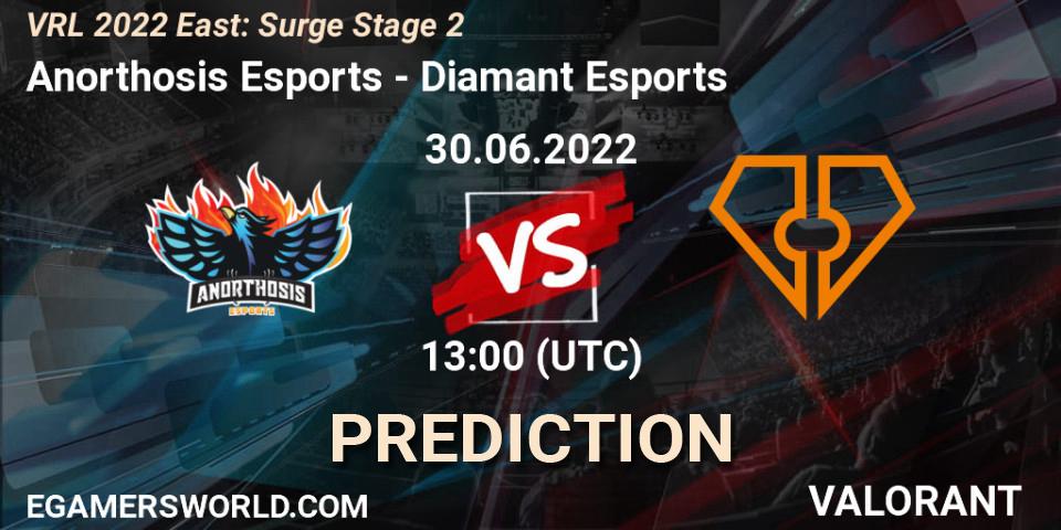Anorthosis Esports vs Diamant Esports: Match Prediction. 01.07.2022 at 13:35, VALORANT, VRL 2022 East: Surge Stage 2