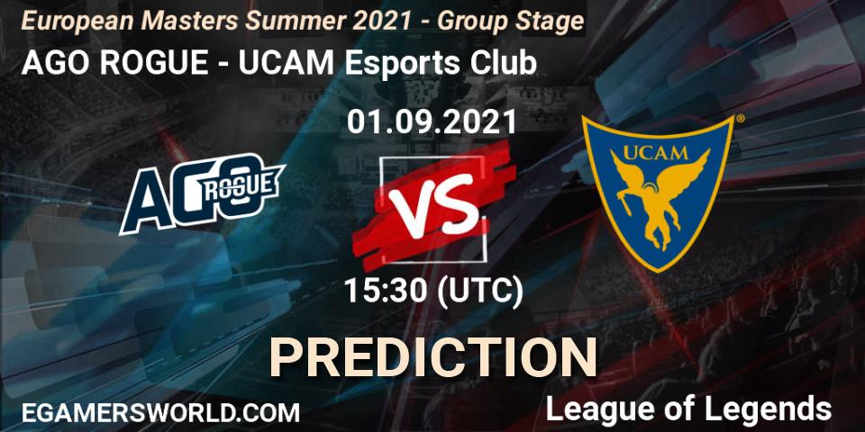 AGO ROGUE vs UCAM Esports Club: Match Prediction. 01.09.2021 at 15:30, LoL, European Masters Summer 2021 - Group Stage