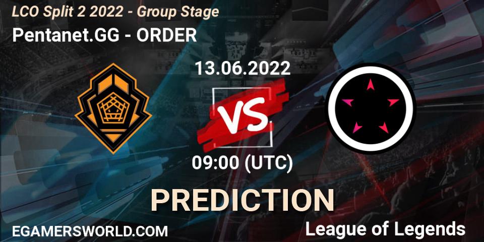Pentanet.GG vs ORDER: Match Prediction. 13.06.2022 at 09:00, LoL, LCO Split 2 2022 - Group Stage