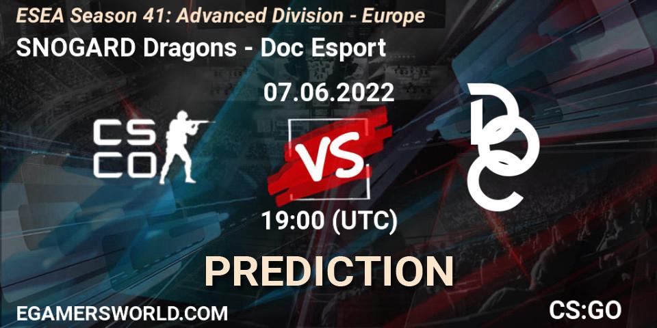 SNOGARD Dragons vs Doc Esport: Match Prediction. 07.06.2022 at 19:00, Counter-Strike (CS2), ESEA Season 41: Advanced Division - Europe