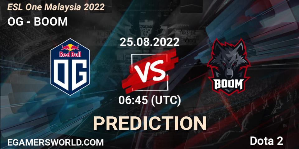 OG vs BOOM: Match Prediction. 25.08.22, Dota 2, ESL One Malaysia 2022