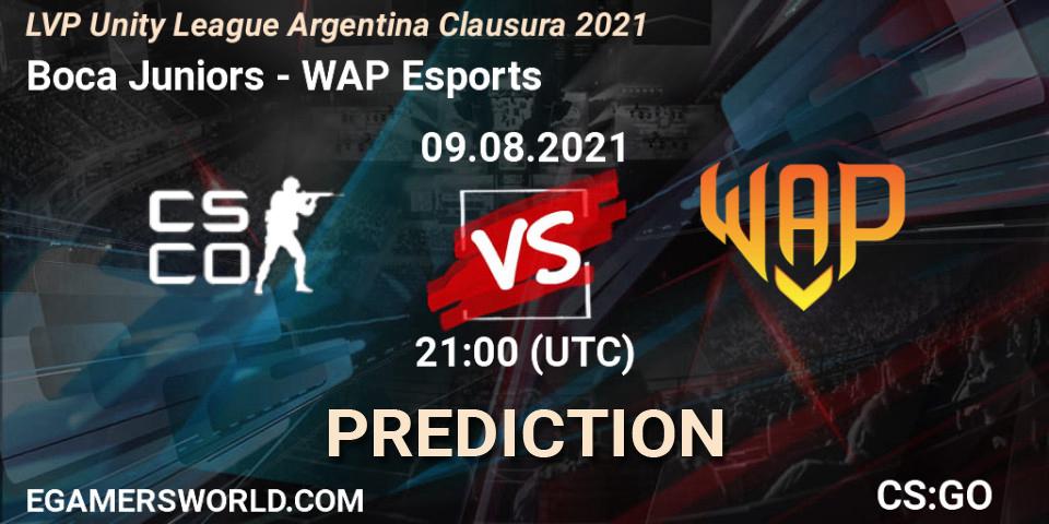 Boca Juniors vs WAP Esports: Match Prediction. 09.08.2021 at 21:20, Counter-Strike (CS2), LVP Unity League Argentina Clausura 2021