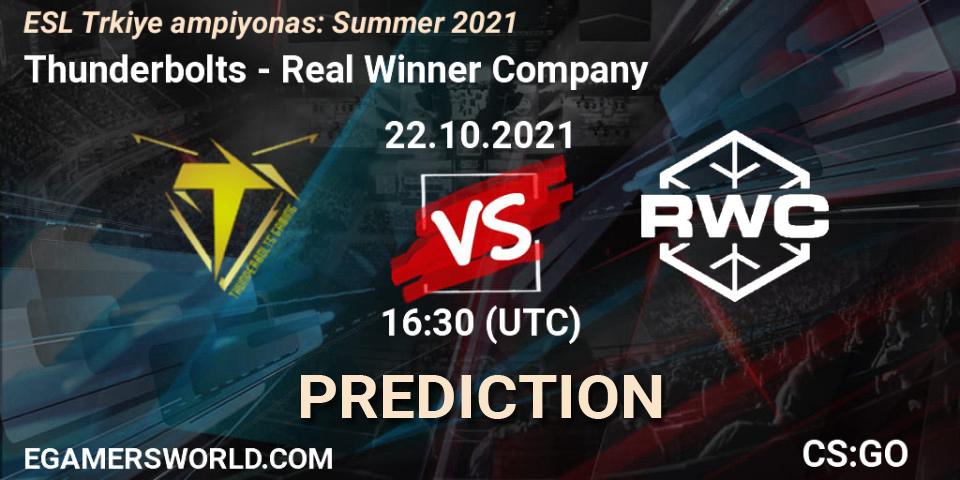 Thunderbolts vs Real Winner Company: Match Prediction. 22.10.2021 at 16:35, Counter-Strike (CS2), ESL Türkiye Şampiyonası: Summer 2021