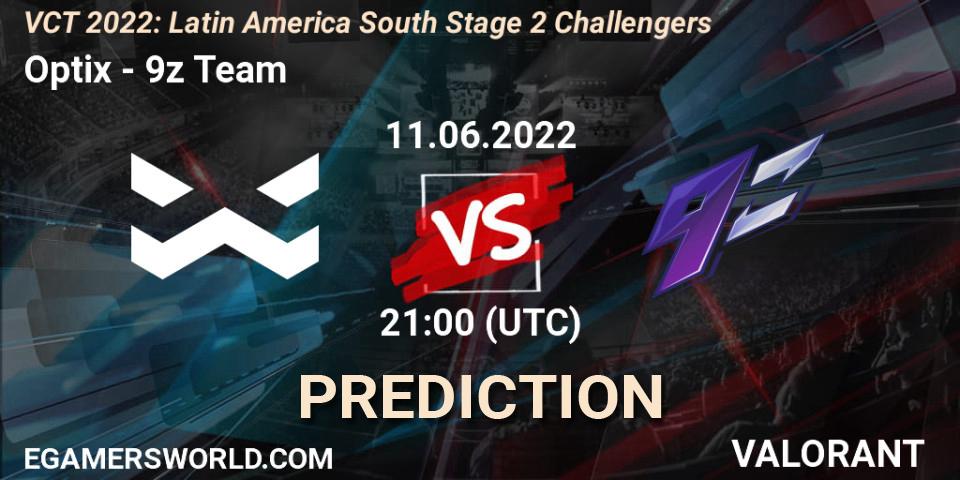 Optix vs 9z Team: Match Prediction. 11.06.22, VALORANT, VCT 2022: Latin America South Stage 2 Challengers