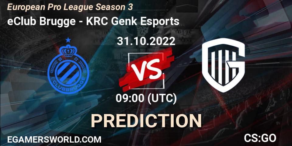 eClub Brugge vs KRC Genk Esports: Match Prediction. 31.10.22, CS2 (CS:GO), European Pro League Season 3
