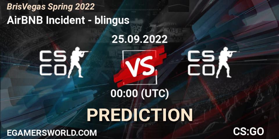 AirBNB Incident vs Blingus: Match Prediction. 25.09.2022 at 00:00, Counter-Strike (CS2), BrisVegas Spring 2022