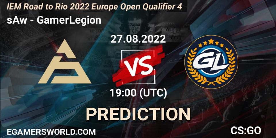 sAw vs GamerLegion: Match Prediction. 27.08.2022 at 18:45, Counter-Strike (CS2), IEM Road to Rio 2022 Europe Open Qualifier 4