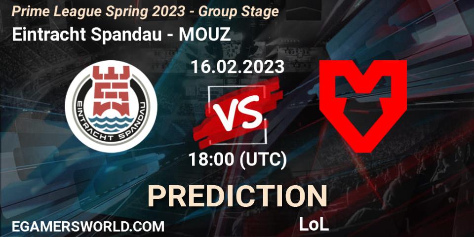 Eintracht Spandau vs MOUZ: Match Prediction. 16.02.23, LoL, Prime League Spring 2023 - Group Stage
