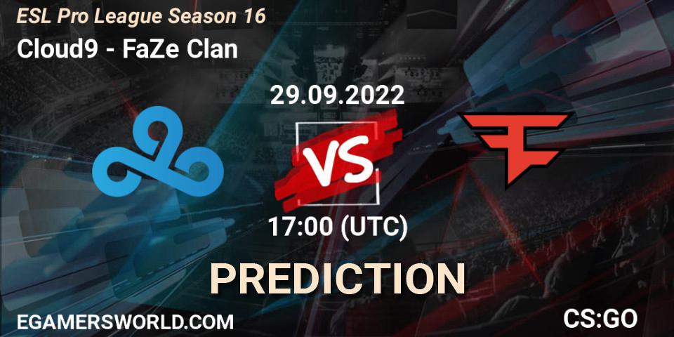 Cloud9 vs FaZe Clan: Match Prediction. 29.09.22, CS2 (CS:GO), ESL Pro League Season 16