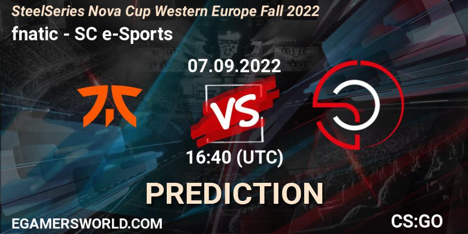 fnatic vs SC e-Sports: Match Prediction. 07.09.2022 at 16:40, Counter-Strike (CS2), SteelSeries Nova Cup Western Europe Fall 2022