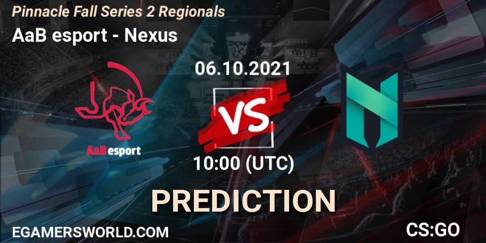 AaB esport vs Nexus: Match Prediction. 06.10.2021 at 10:05, Counter-Strike (CS2), Pinnacle Fall Series 2 Regionals