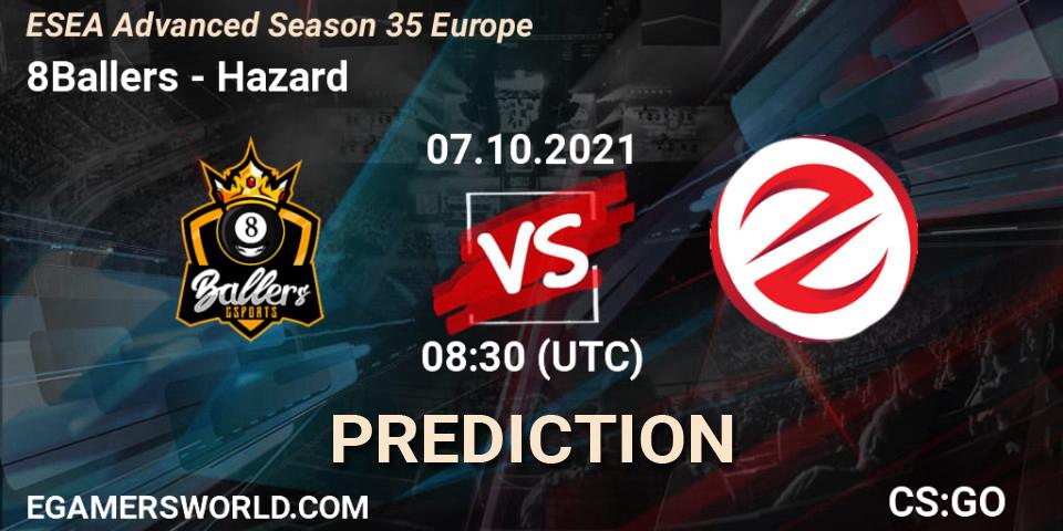 8Ballers vs Hazard: Match Prediction. 07.10.2021 at 08:30, Counter-Strike (CS2), ESEA Advanced Season 35 Europe