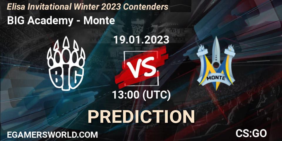 BIG Academy vs Monte: Match Prediction. 19.01.23, CS2 (CS:GO), Elisa Invitational Winter 2023 Contenders