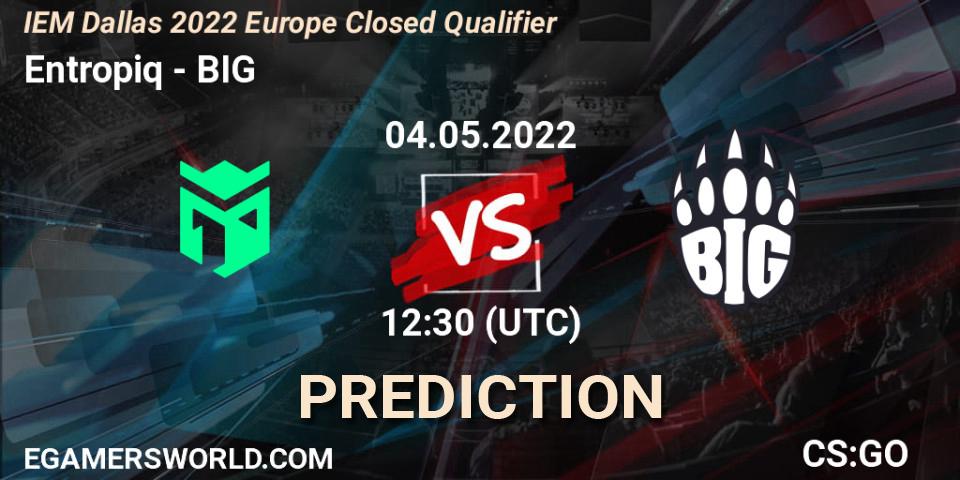 Entropiq vs BIG: Match Prediction. 04.05.2022 at 12:30, Counter-Strike (CS2), IEM Dallas 2022 Europe Closed Qualifier