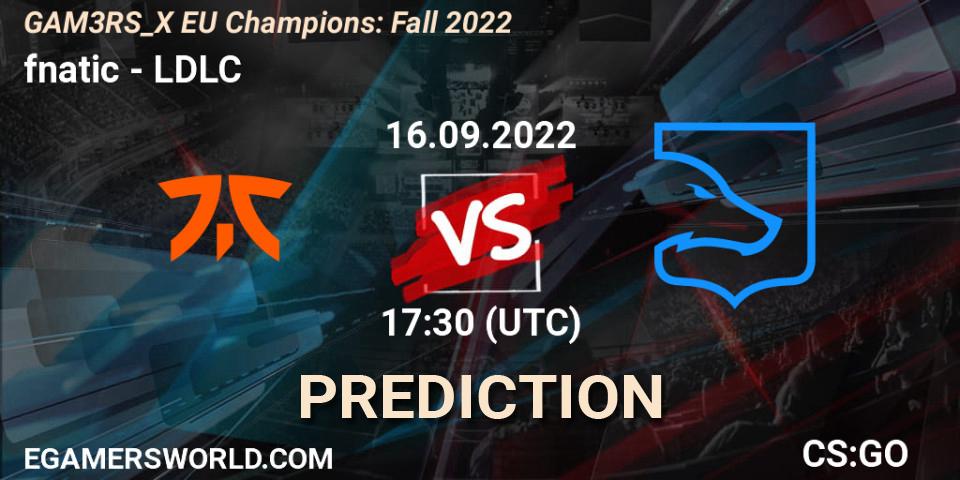 fnatic vs LDLC: Match Prediction. 16.09.2022 at 17:30, Counter-Strike (CS2), GAM3RS_X EU Champions: Fall 2022
