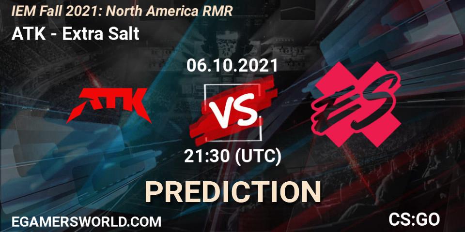 ATK vs Extra Salt: Match Prediction. 06.10.2021 at 20:20, Counter-Strike (CS2), IEM Fall 2021: North America RMR
