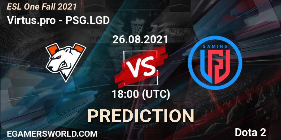 Virtus.pro vs PSG.LGD: Match Prediction. 26.08.21, Dota 2, ESL One Fall 2021