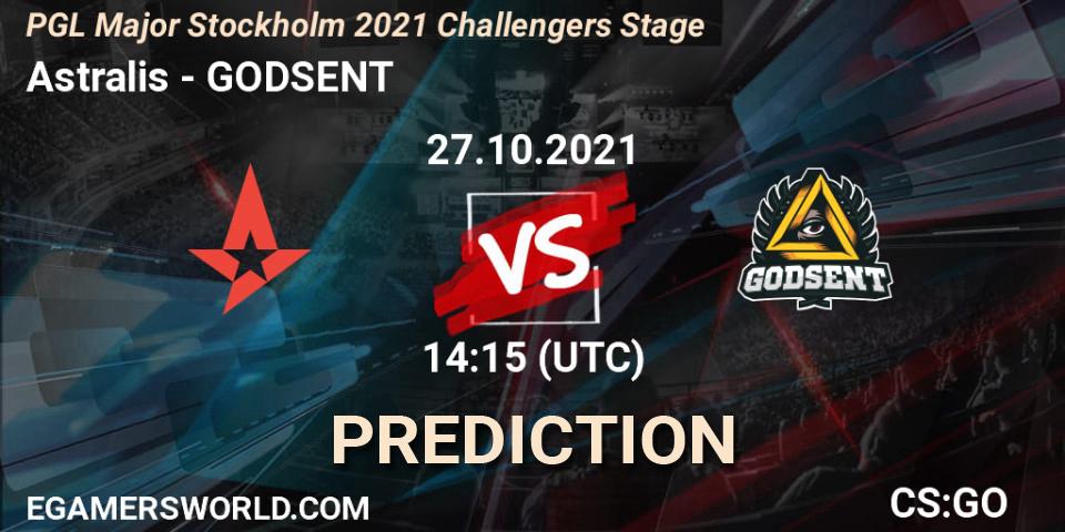Astralis vs GODSENT: Match Prediction. 27.10.2021 at 13:20, Counter-Strike (CS2), PGL Major Stockholm 2021 Challengers Stage