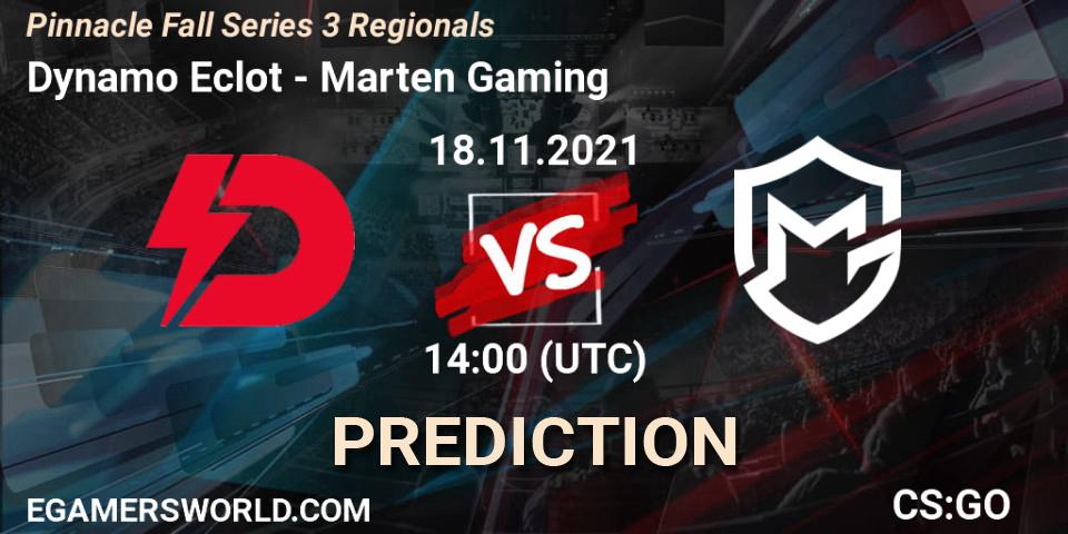 Dynamo Eclot vs Marten Gaming: Match Prediction. 18.11.2021 at 14:00, Counter-Strike (CS2), Pinnacle Fall Series 3 Regionals