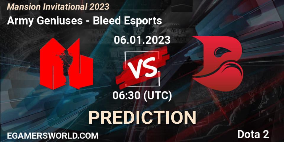 Army Geniuses vs Bleed Esports: Match Prediction. 07.01.2023 at 03:00, Dota 2, Mansion Invitational 2023