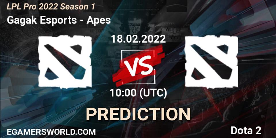 Gagak Esports vs Apes: Match Prediction. 18.02.2022 at 09:10, Dota 2, LPL Pro 2022 Season 1