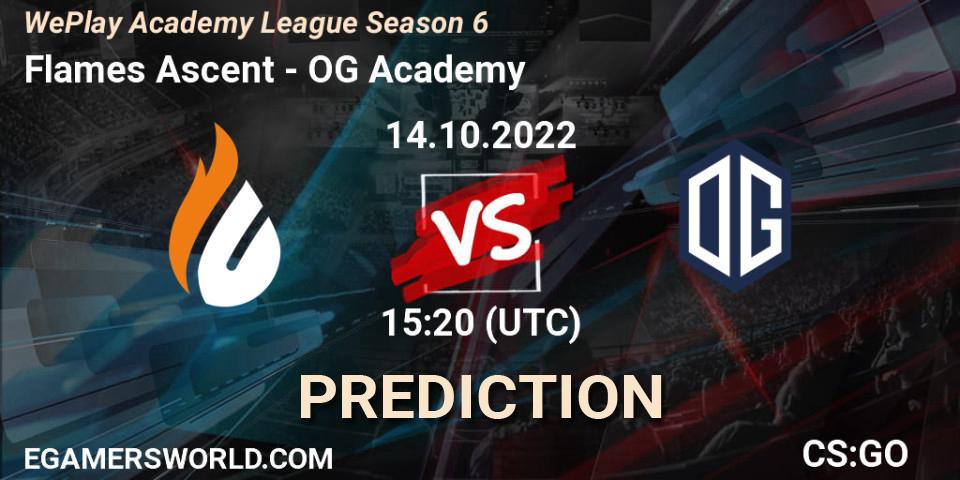 Flames Ascent vs OG Academy: Match Prediction. 14.10.2022 at 15:20, Counter-Strike (CS2), WePlay Academy League Season 6