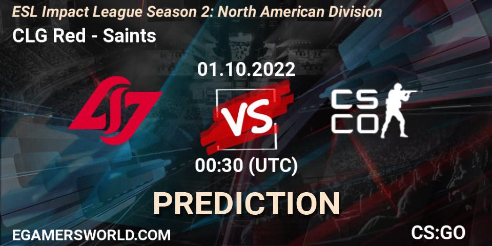 CLG Red vs Saints: Match Prediction. 01.10.2022 at 00:30, Counter-Strike (CS2), ESL Impact League Season 2: North American Division
