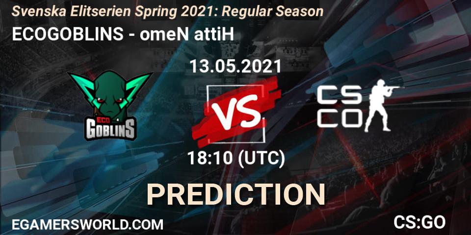 ECOGOBLINS vs omeN attiH: Match Prediction. 14.05.2021 at 16:00, Counter-Strike (CS2), Svenska Elitserien Spring 2021: Regular Season