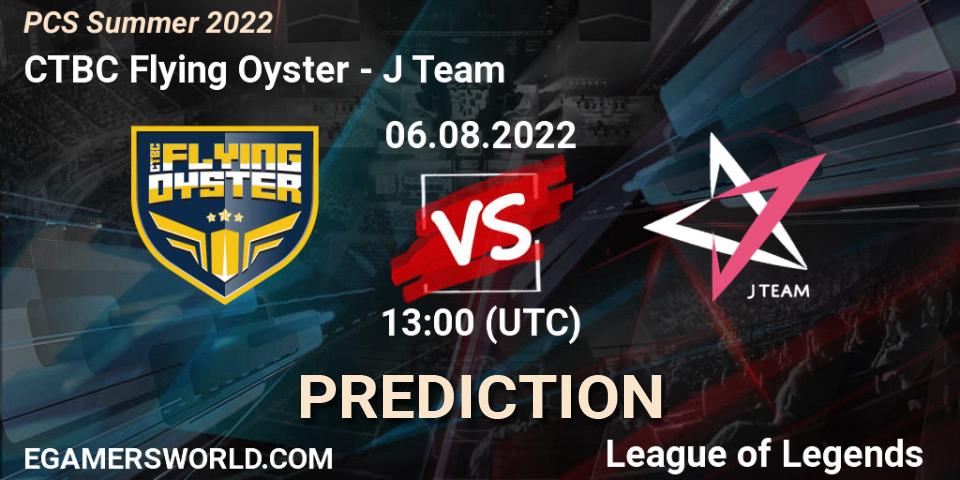 CTBC Flying Oyster vs J Team: Match Prediction. 05.08.2022 at 13:00, LoL, PCS Summer 2022