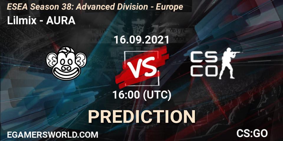Lilmix vs AURA: Match Prediction. 16.09.2021 at 16:00, Counter-Strike (CS2), ESEA Season 38: Advanced Division - Europe