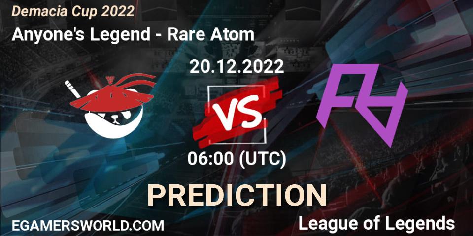 Anyone's Legend vs Rare Atom: Match Prediction. 20.12.22, LoL, Demacia Cup 2022