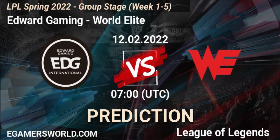 Edward Gaming vs World Elite: Match Prediction. 12.02.22, LoL, LPL Spring 2022 - Group Stage (Week 1-5)