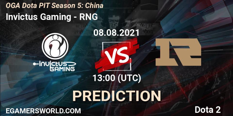 Invictus Gaming vs RNG: Match Prediction. 08.08.2021 at 11:23, Dota 2, OGA Dota PIT Season 5: China