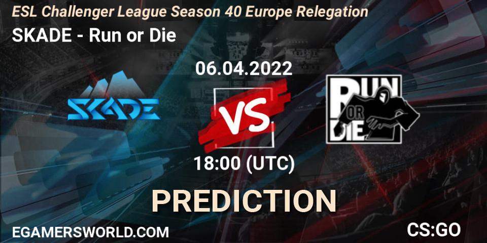 SKADE vs Run or Die: Match Prediction. 06.04.2022 at 18:00, Counter-Strike (CS2), ESL Challenger League Season 40 Europe Relegation