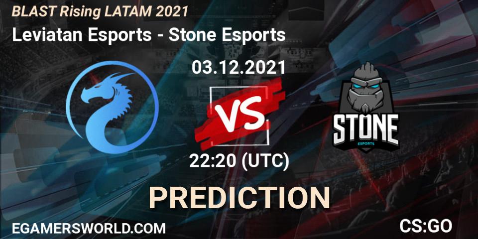 Leviatan Esports vs Stone Esports: Match Prediction. 03.12.2021 at 22:20, Counter-Strike (CS2), BLAST Rising LATAM 2021