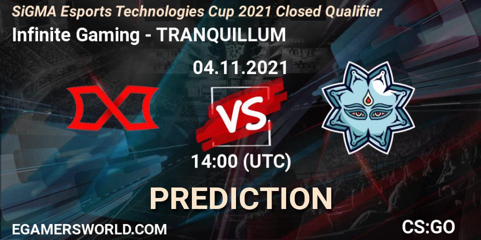 Infinite Gaming vs TRANQUILLUM: Match Prediction. 04.11.2021 at 14:00, Counter-Strike (CS2), SiGMA Esports Technologies Cup 2021 Closed Qualifier