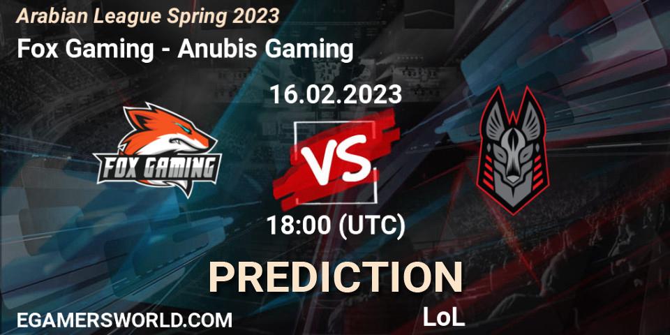 Fox Gaming vs Anubis Gaming: Match Prediction. 16.02.2023 at 18:00, LoL, Arabian League Spring 2023