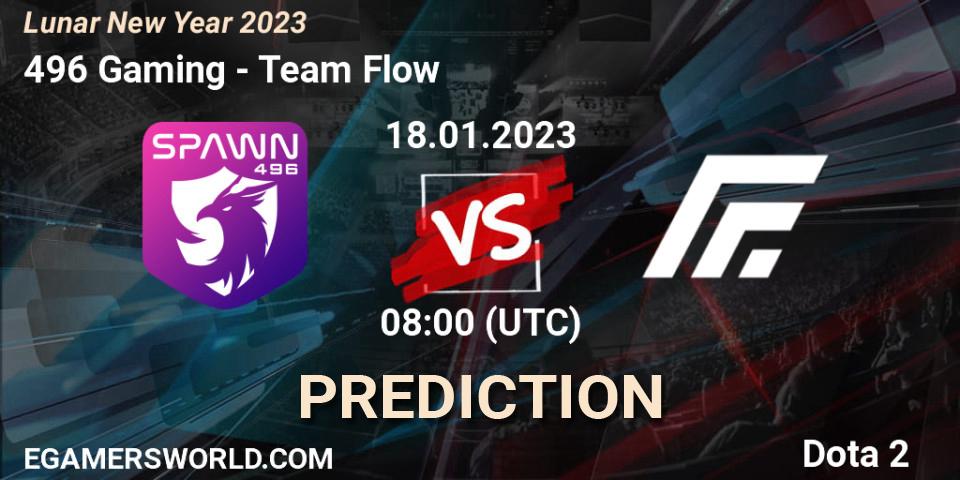 496 Gaming vs Team Flow: Match Prediction. 18.01.2023 at 08:53, Dota 2, Lunar New Year 2023