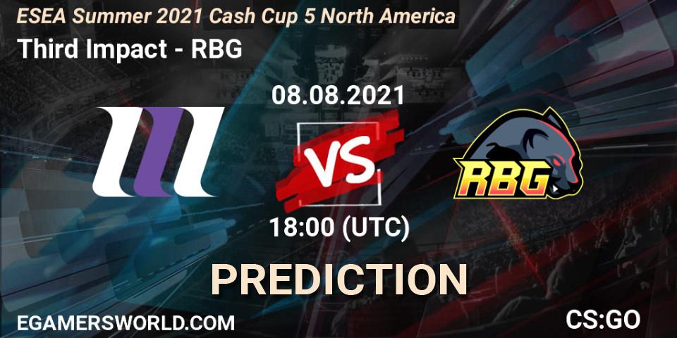 Third Impact vs RBG: Match Prediction. 08.08.2021 at 20:00, Counter-Strike (CS2), ESEA Cash Cup: North America - Summer 2021 #5