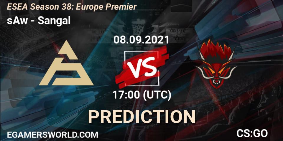 sAw vs Sangal: Match Prediction. 24.09.2021 at 17:00, Counter-Strike (CS2), ESEA Season 38: Europe Premier