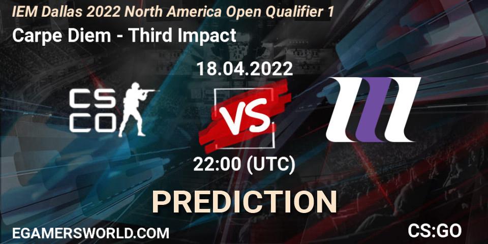 Carpe Diem vs Third Impact: Match Prediction. 18.04.2022 at 22:00, Counter-Strike (CS2), IEM Dallas 2022 North America Open Qualifier 1