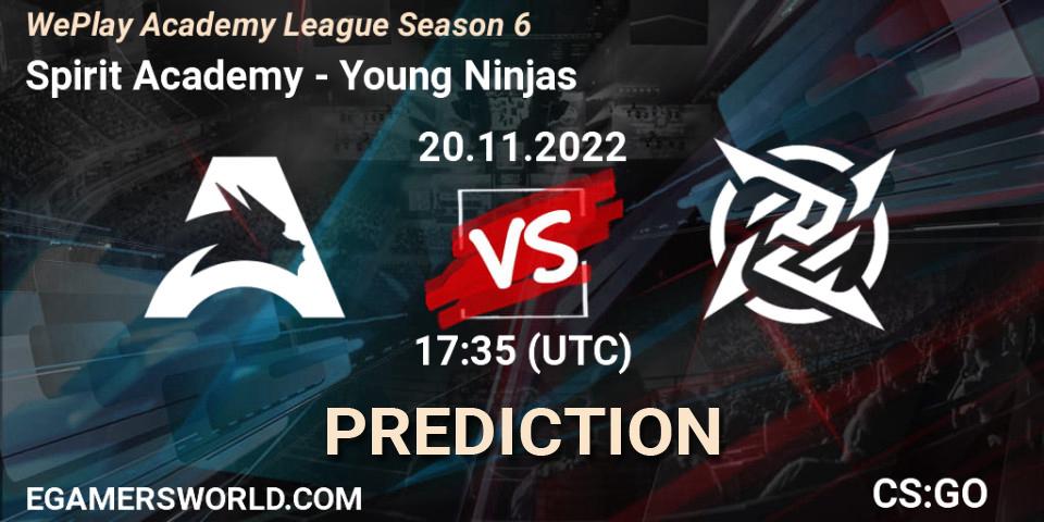Spirit Academy vs Young Ninjas: Match Prediction. 20.11.2022 at 17:35, Counter-Strike (CS2), WePlay Academy League Season 6