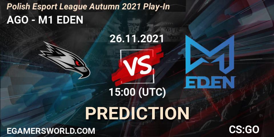 AGO vs M1 EDEN: Match Prediction. 26.11.2021 at 15:00, Counter-Strike (CS2), Polish Esport League Autumn 2021 Play-In
